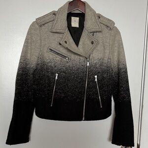 GAP Gray and Black Leather Jacket